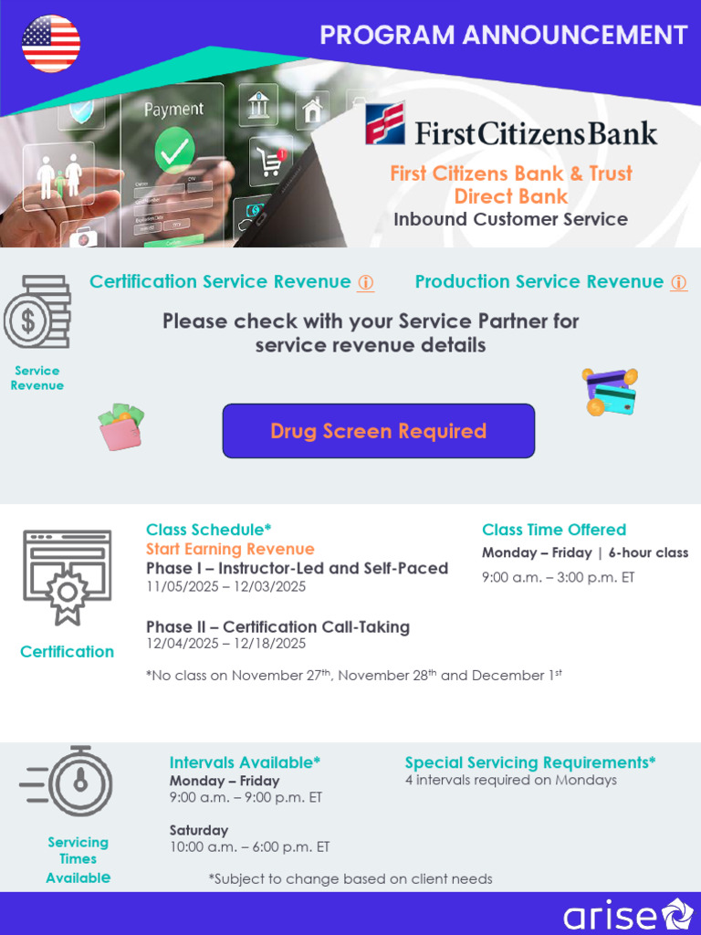 First Citizens Bank Class Schedule 2025 | PDF | Background Check ...