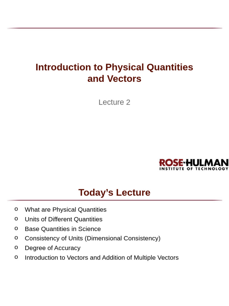 Understanding Physical Quantities & Vectors | PDF | International ...