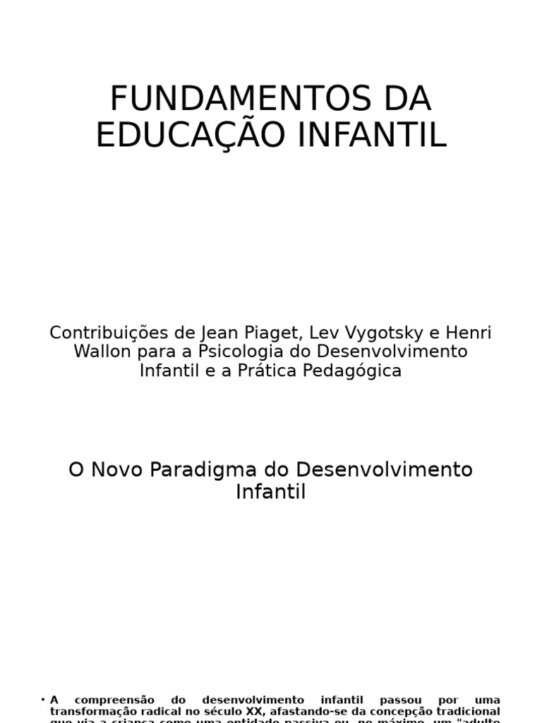 Teorias de Desenvolvimento Infantil: Piaget e Vygotsky | PDF ...