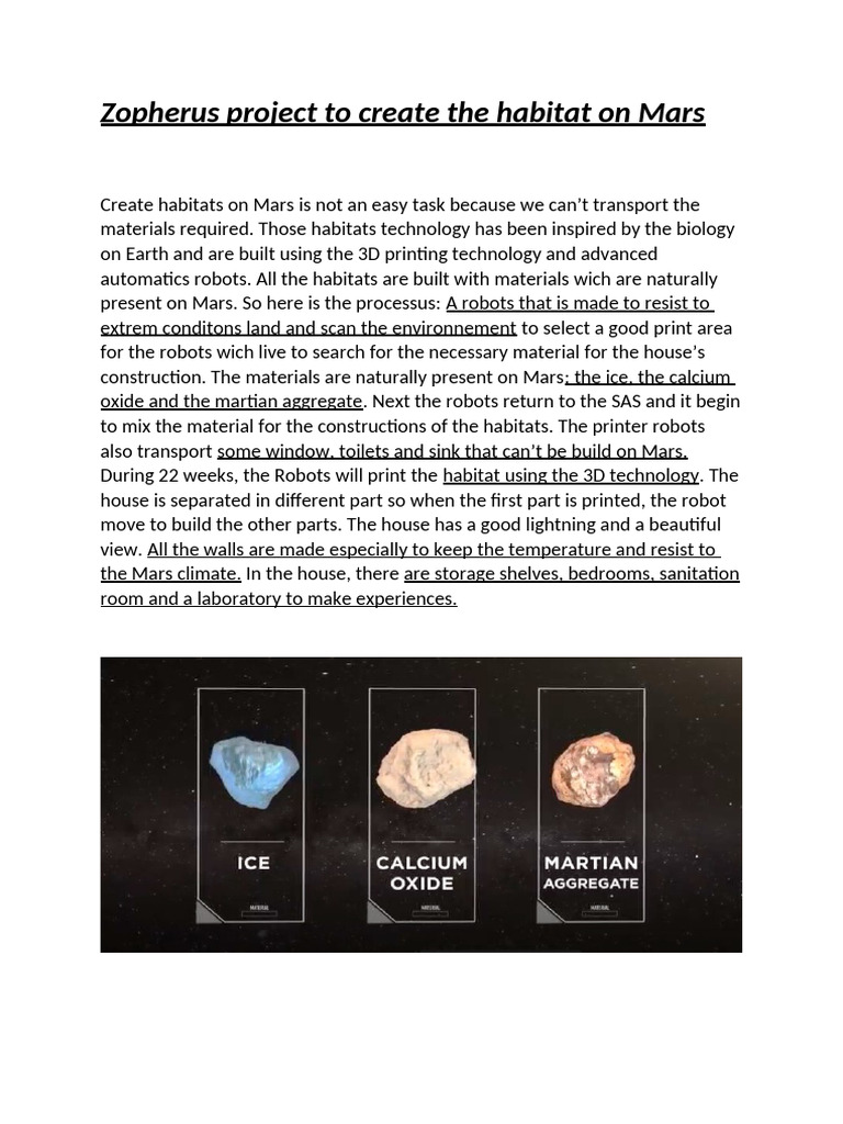 Zopherus Project To Create The Habitat On Mars | PDF