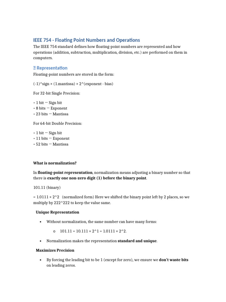 IEEE 754 Floating Point Overview | PDF | Multiplication | Number Theory