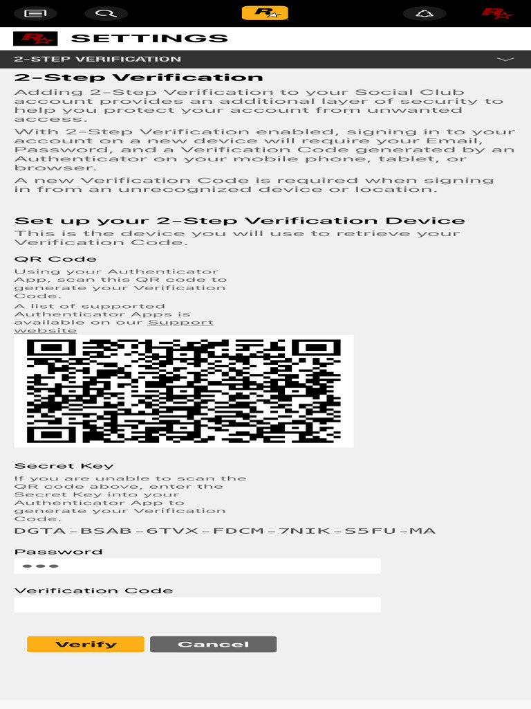 Rockstar Social Club 2-Step Verification Guide | PDF
