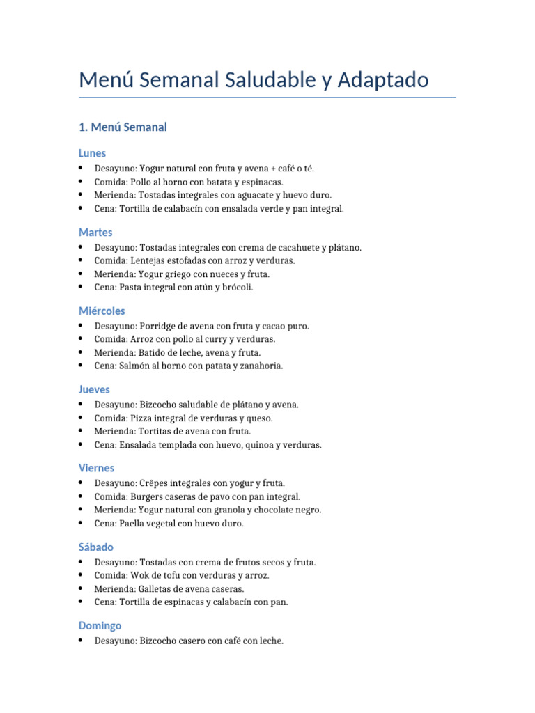 Menu Completo Saludable Incluye Todo - Languagetool | PDF | Vegetales ...