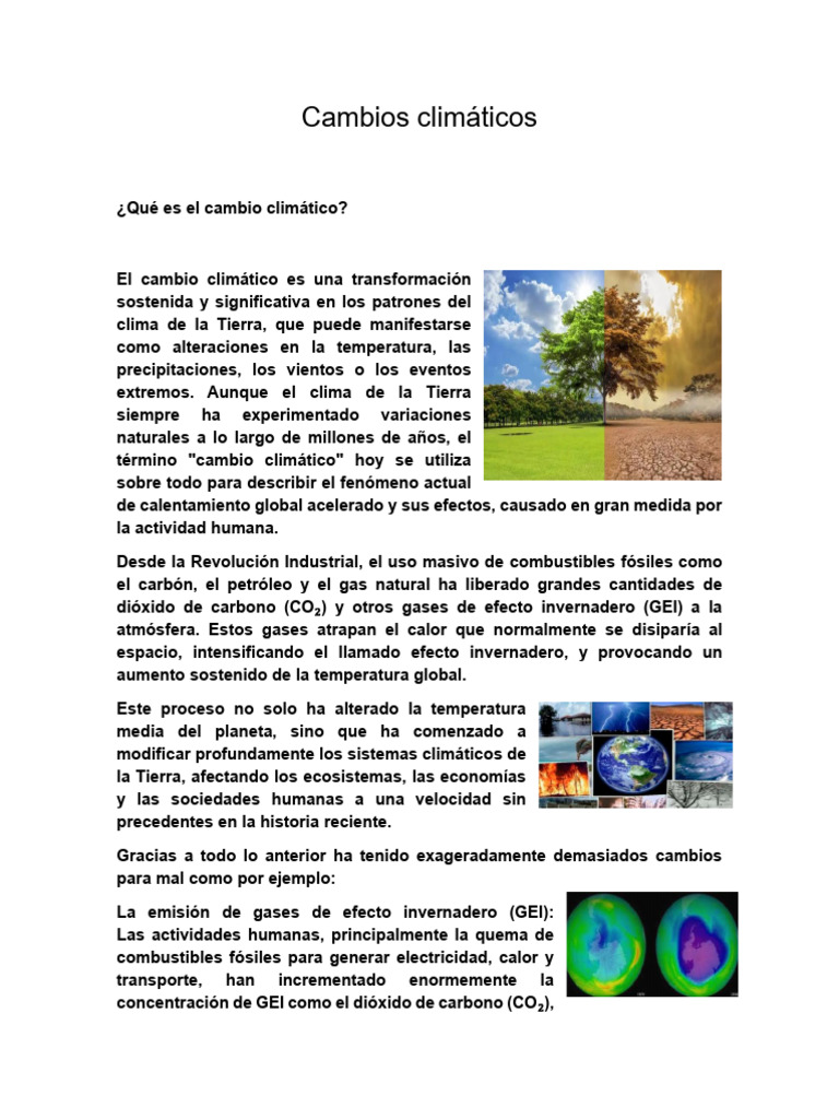 Impacto y soluciones del cambio climático | PDF | Gases de efecto ...