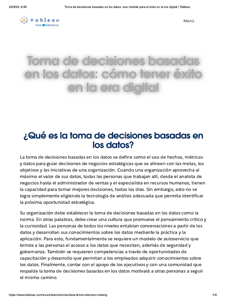 Toma de Decisiones Basadas en Los Datos.. | PDF