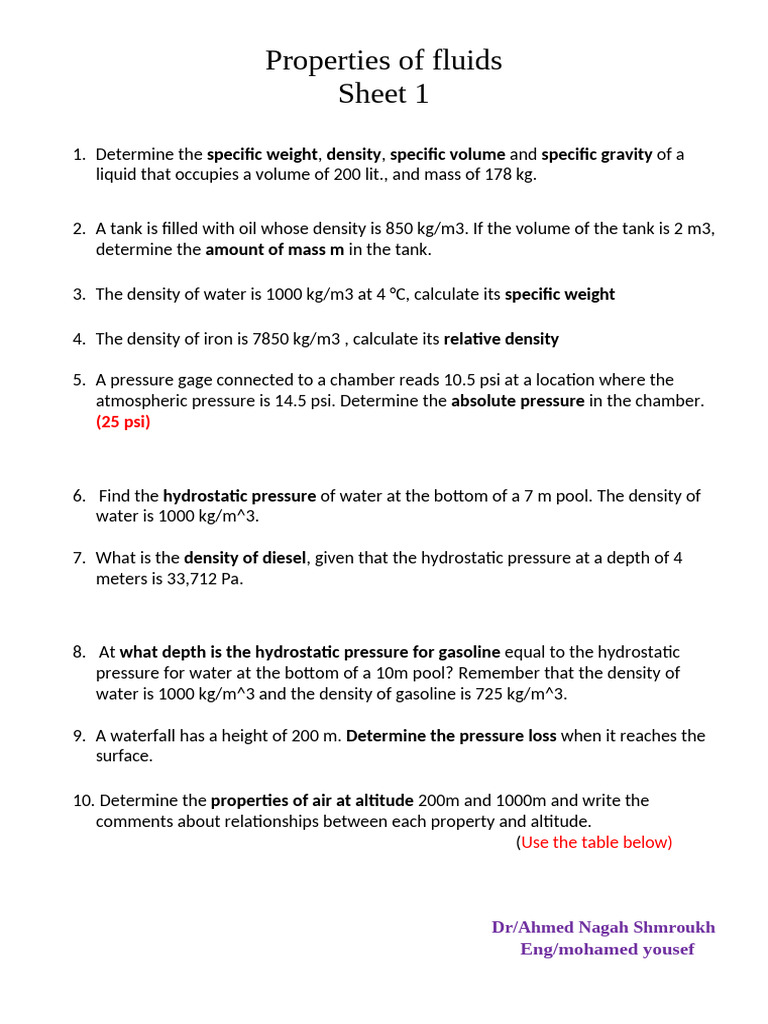 Sheet 1 Fluid | PDF