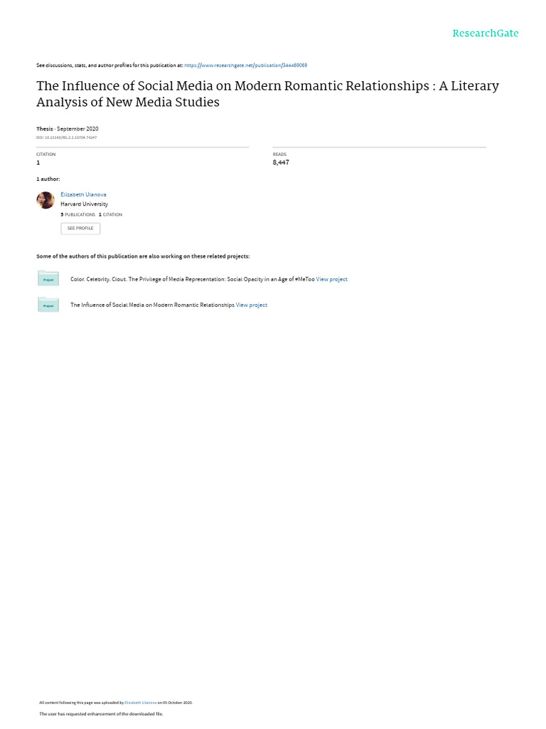 Social Media's Impact on Romantic Relationships | PDF | Social Media ...