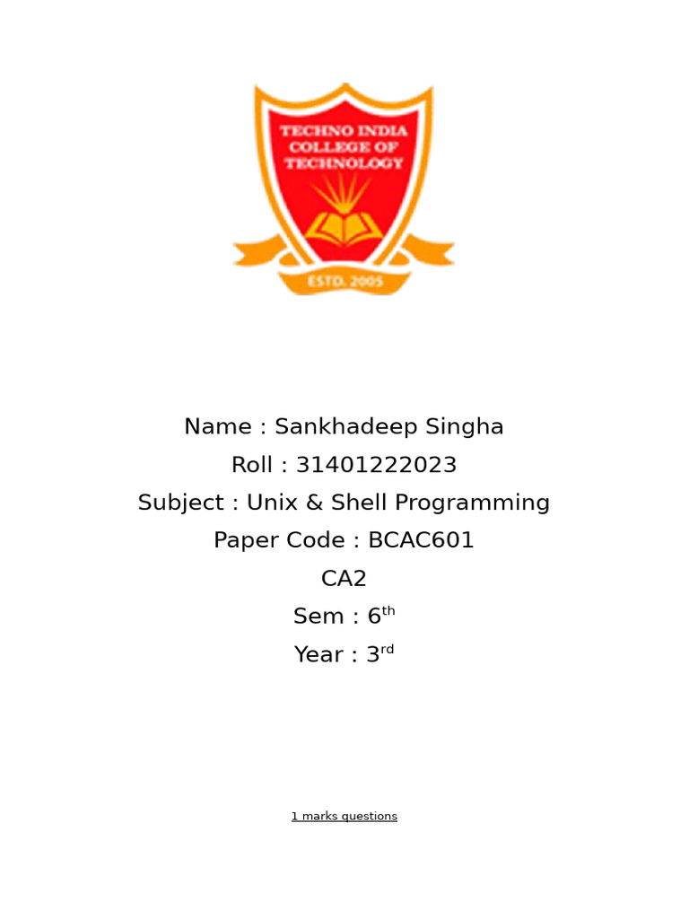 Unix Shell Programming Q&A Guide | PDF | Computer File | Computer ...
