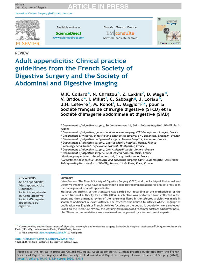Guidelines for Adult Appendicitis Care | PDF | Medical Imaging | Ct Scan