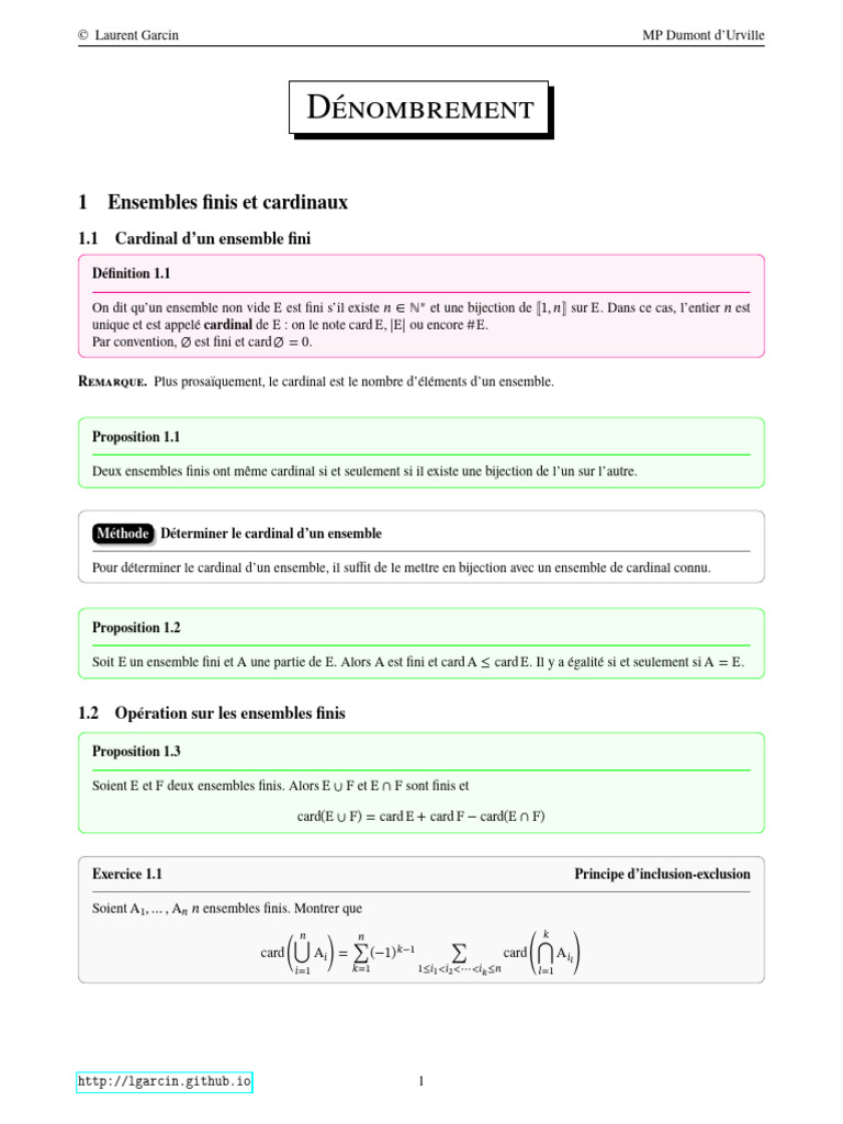 Ensembles finis et cardinalité expliqués | PDF | Concepts mathématiques ...
