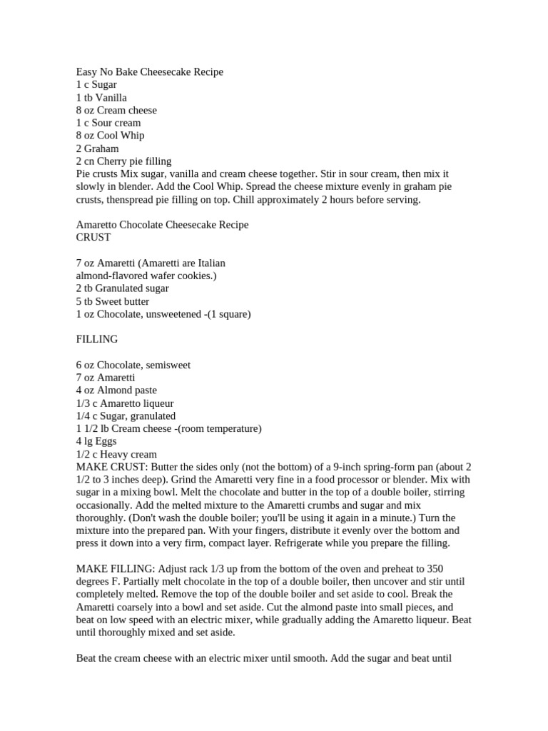 Easy Cheesecakes Recipes | PDF | Cheesecake | Cakes