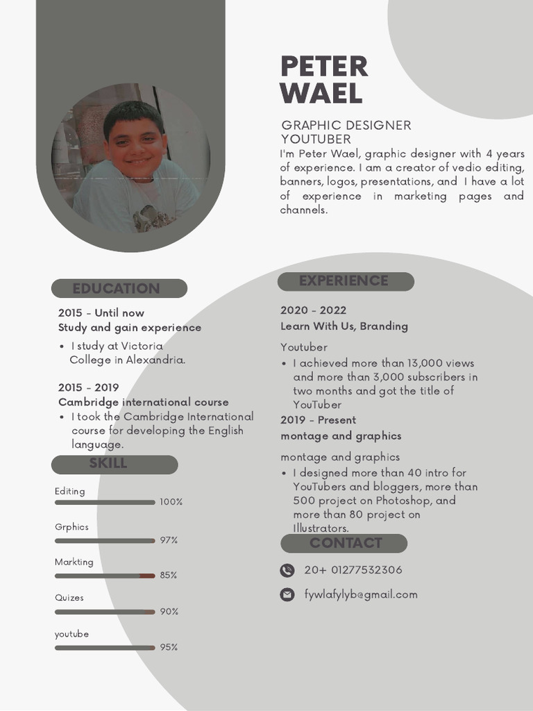 Graphic Designer & YouTuber Profile | PDF