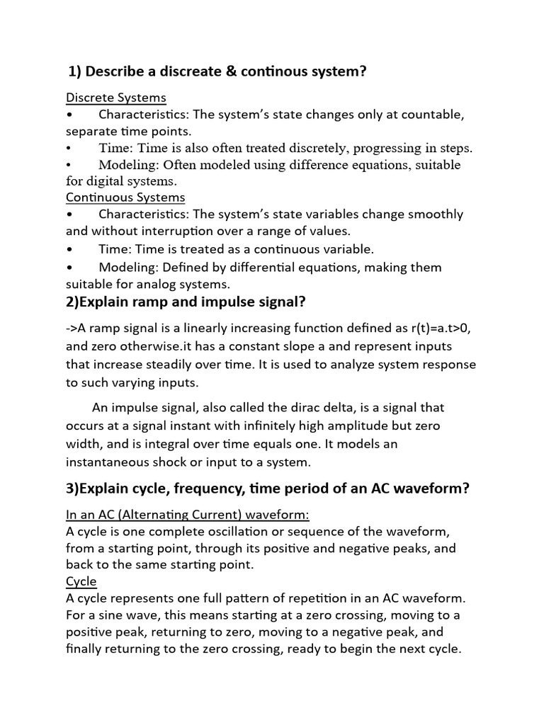Discrete vs Continuous Systems Explained | PDF | Electrical Network ...