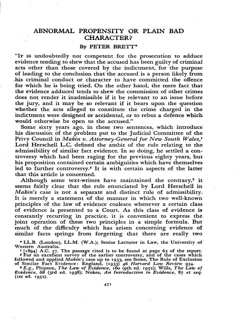 Abnormal Propensity or Plain Bad Character | PDF | Crimes | Crime ...