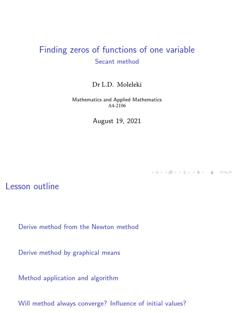 Secant Method for Finding Function Zeros | PDF | Numerical Analysis ...