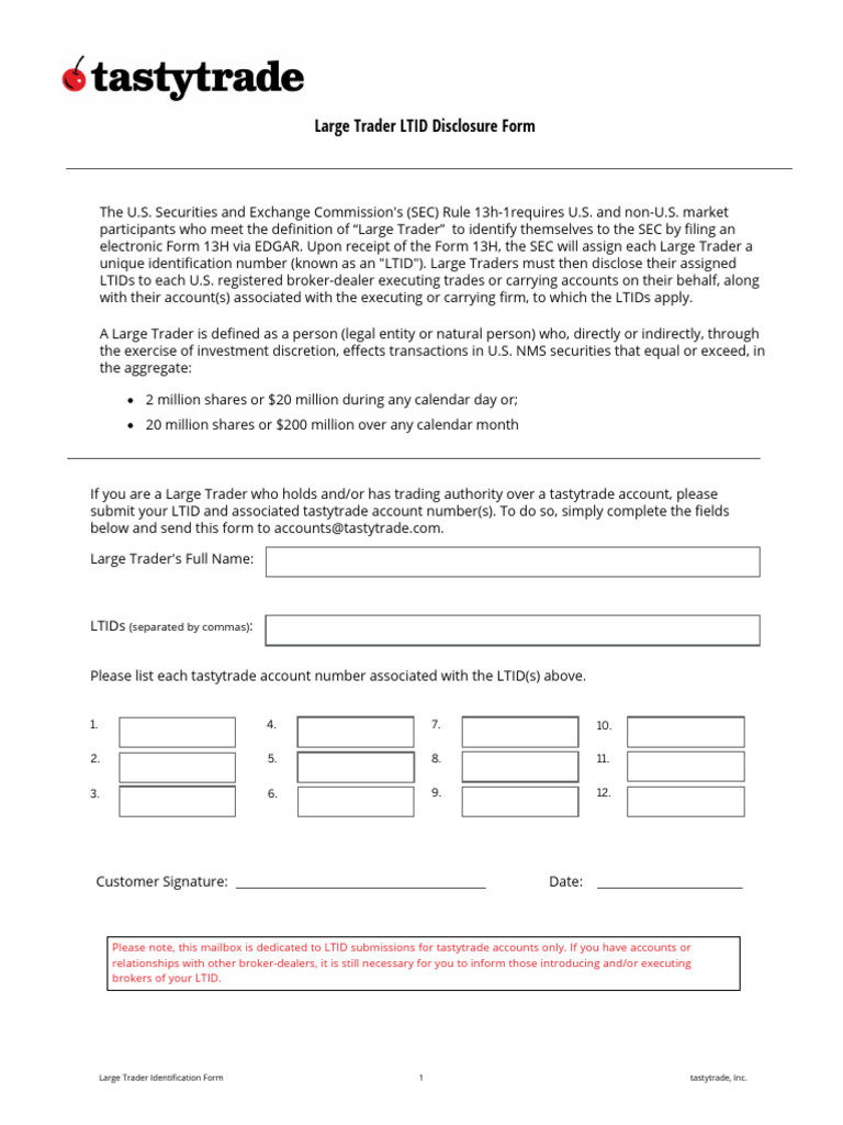 Large Trader Disclosure Form | PDF