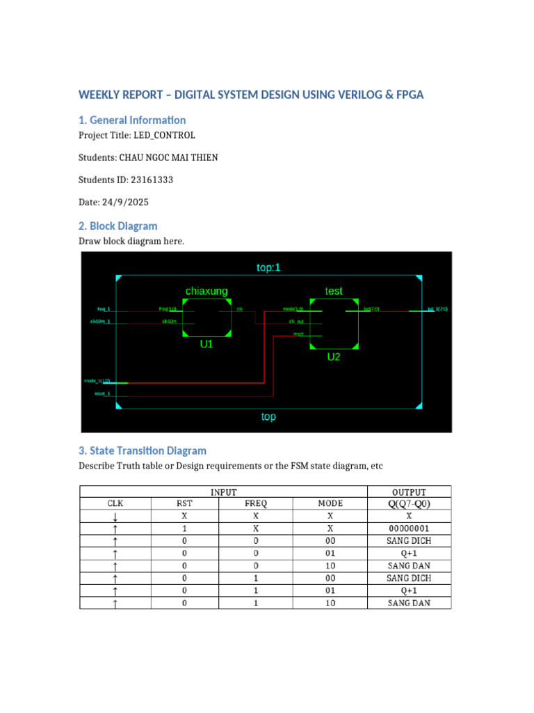 Weekly LED Control System Report | PDF | Electronic Engineering ...