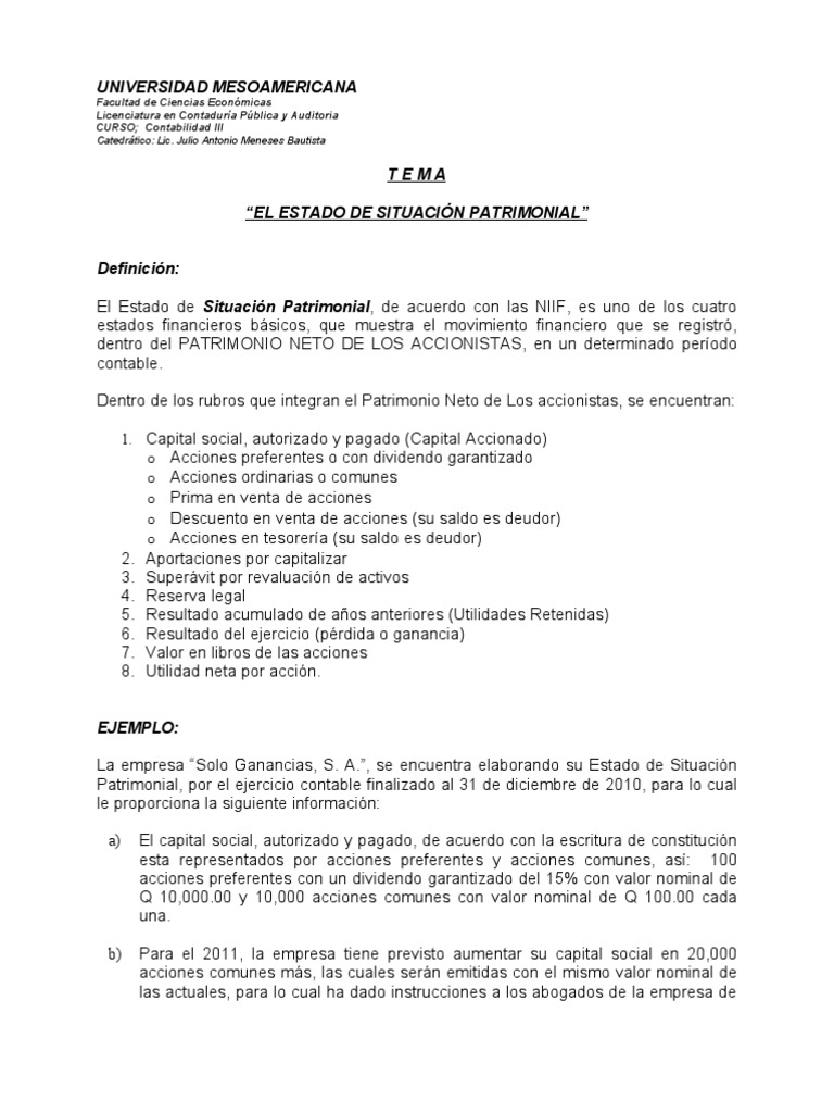 Estado de Situación Patrimonial 2010 | PDF | Compartir (Finanzas ...