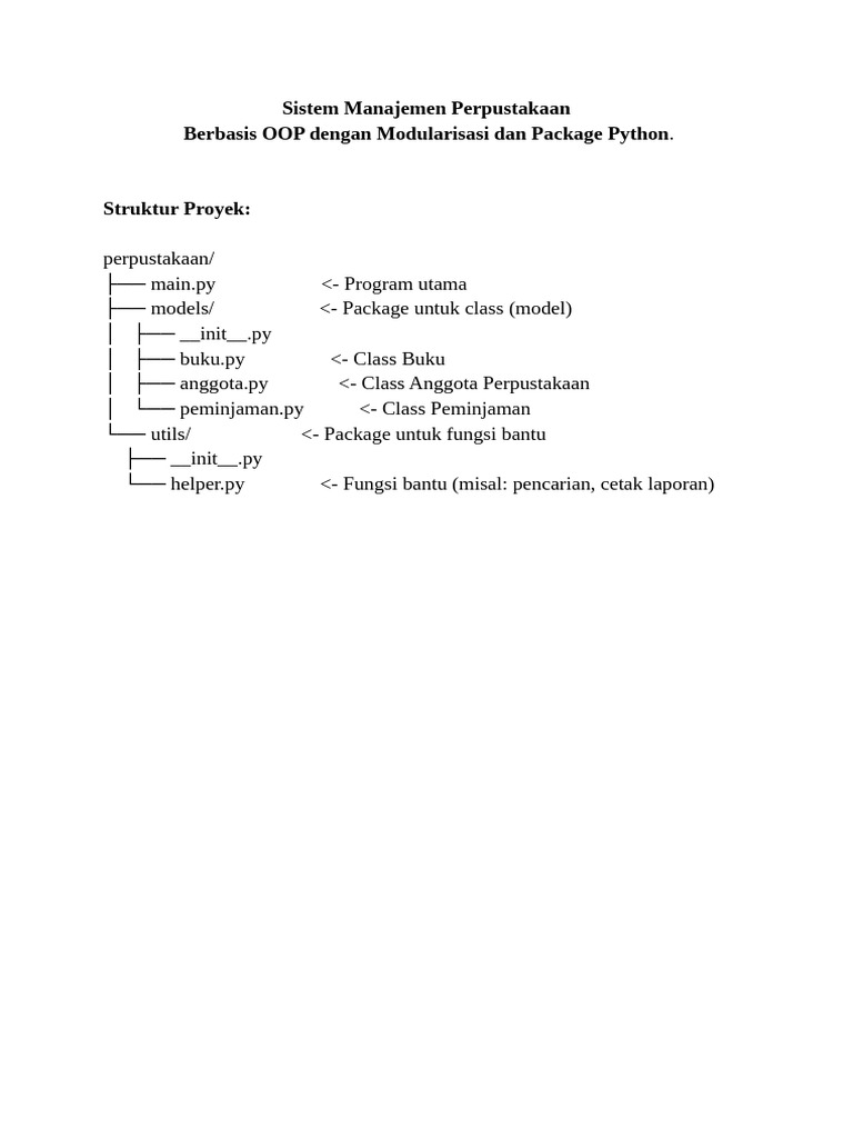 Sistem Manajemen Perpustakaan OOP Python | PDF