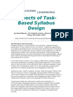 Aspects of Task-Based Language Syllabus Design