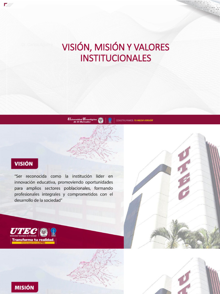 Misión, Visión, Valores Institucionales | PDF