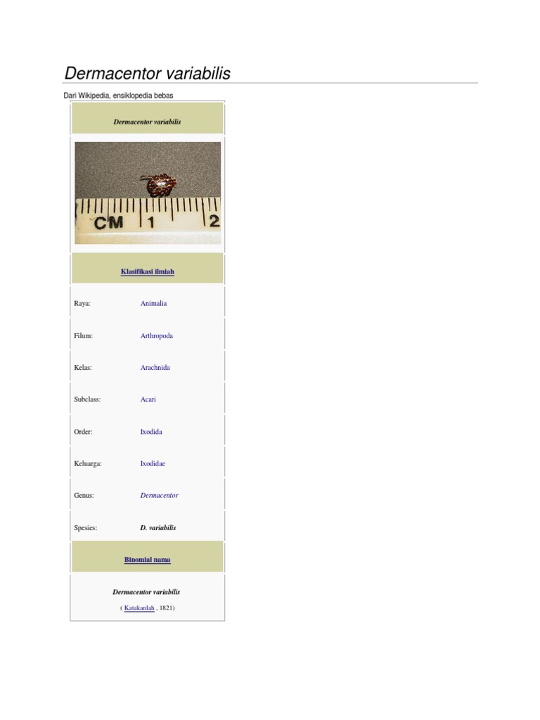 Dermacentor Variabilis | PDF