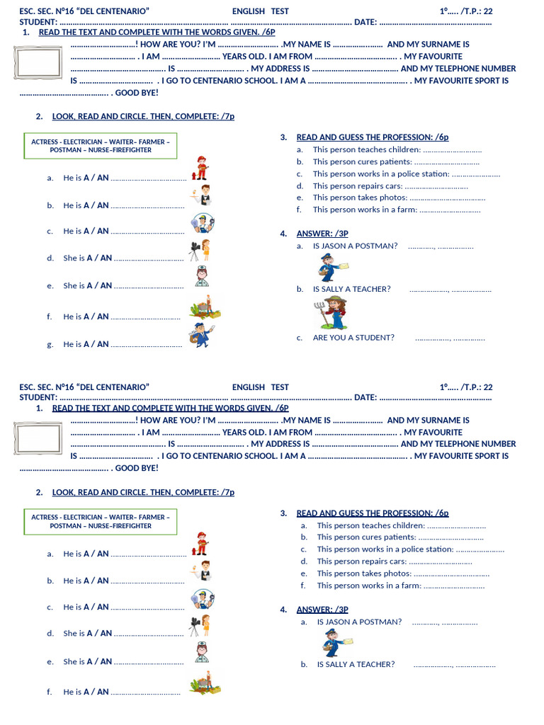 Test 5 - Jobs and Occupations 202 | PDF
