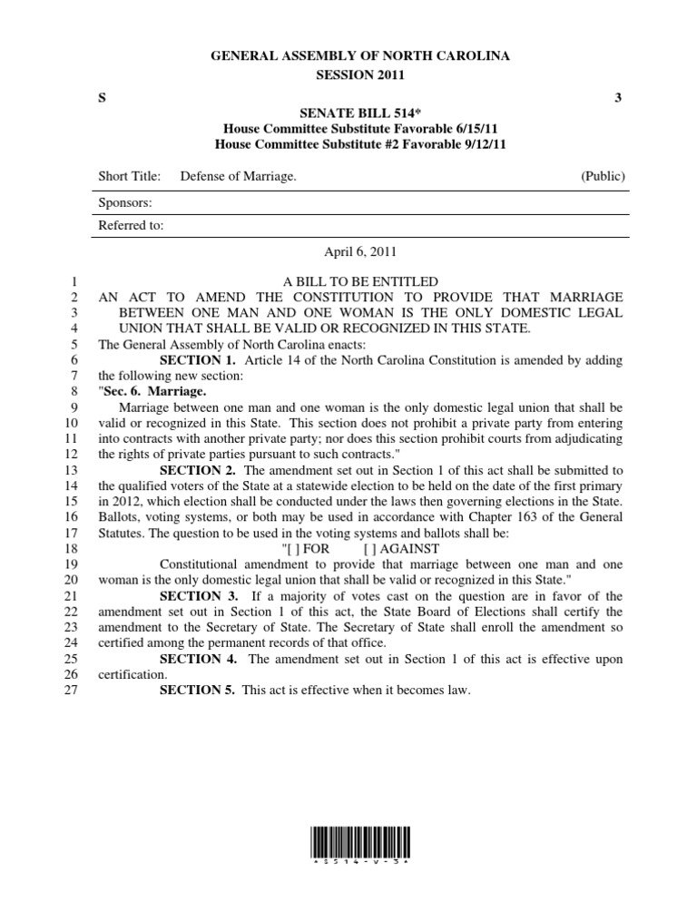 Amendment One | PDF | North Carolina General Assembly | Constitutional ...