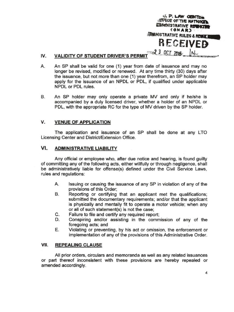 Administrative Rules for Student Permits | PDF