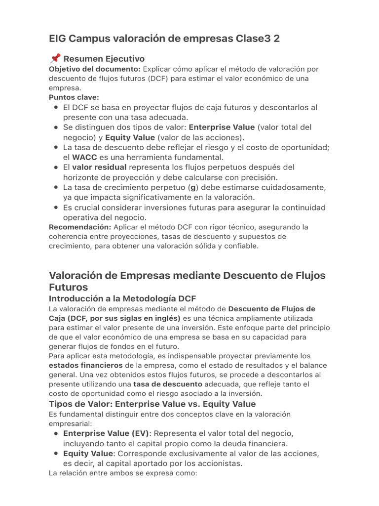 Valoración DCF de Empresas: Guía Práctica | PDF | Flujo de caja ...