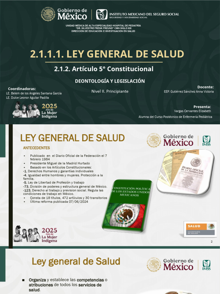 2.1.1.1. Ley General de Salud | PDF | Cuidado de la salud | Trabajo Social