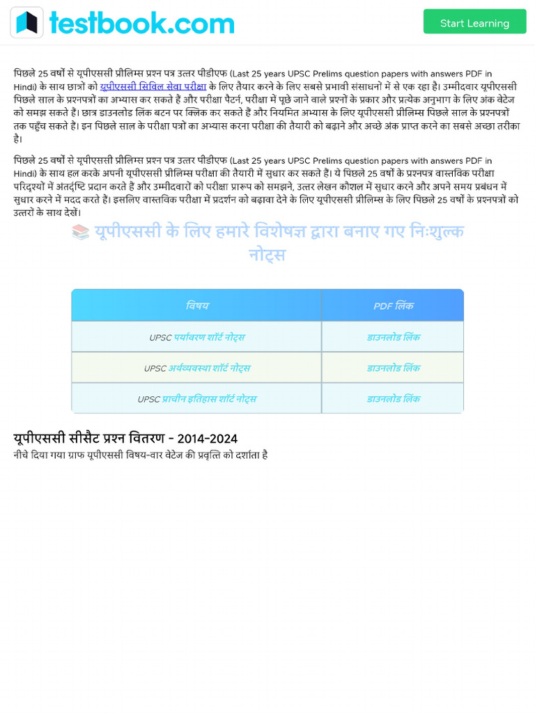 Last 25 Years UPSC Prelims Question Papers With Answers PDF in Hindi | PDF