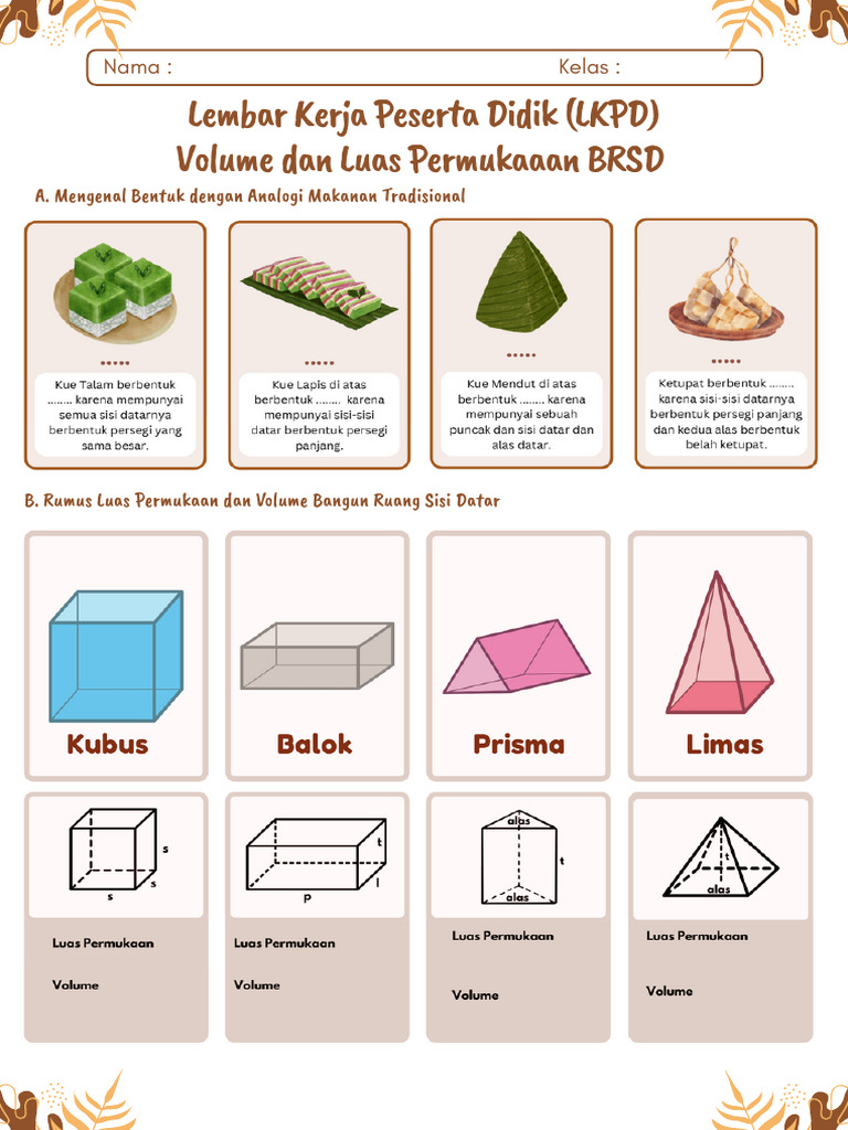 LKPD Volume dan Luas Permukaan BRSD | PDF