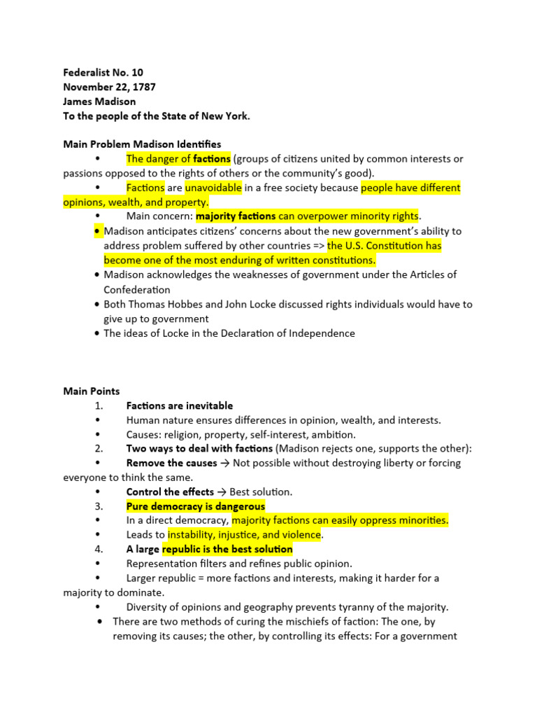 Understanding Madison's Factions Argument | PDF | Democracy | Political ...