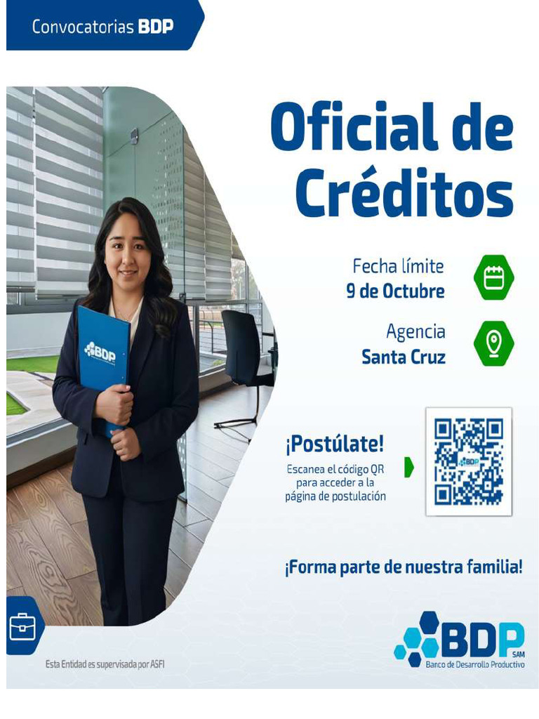 Conv 3. Oficial de Créditos. - Banco BDP Sam - Santa Cruz | PDF ...