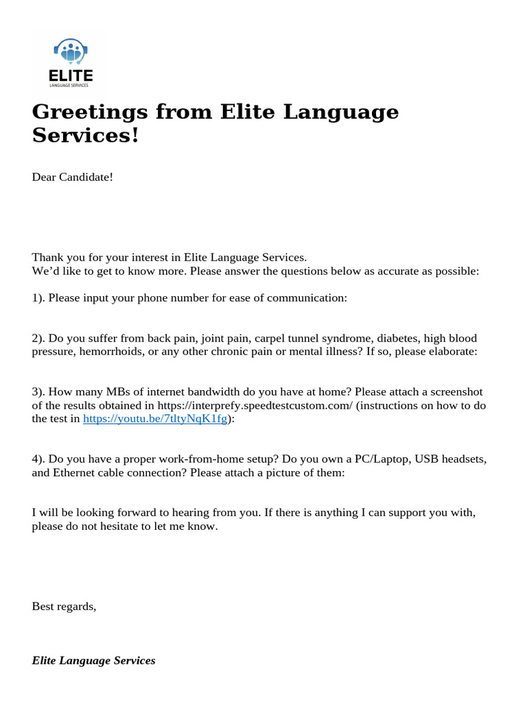 Introduction Letter ELS | PDF