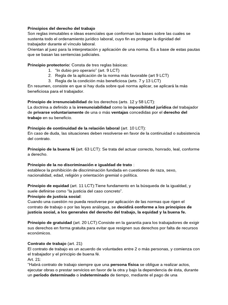Principios del Derecho Laboral Esencial | PDF | Derecho laboral | Justicia