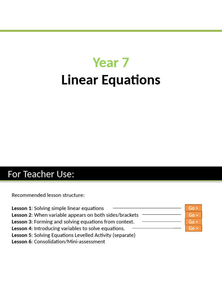 Year 7 Linear Equations Guide | PDF | Equations | Area