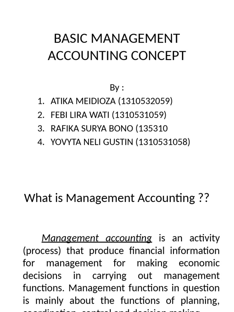 Basic Management Accounting Concept | PDF | Management Accounting ...