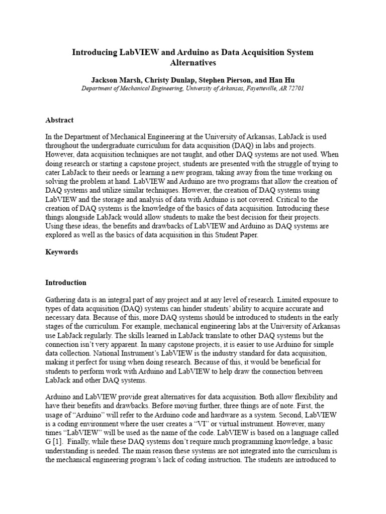 LabVIEW & Arduino for Data Acquisition | PDF | Data Acquisition ...