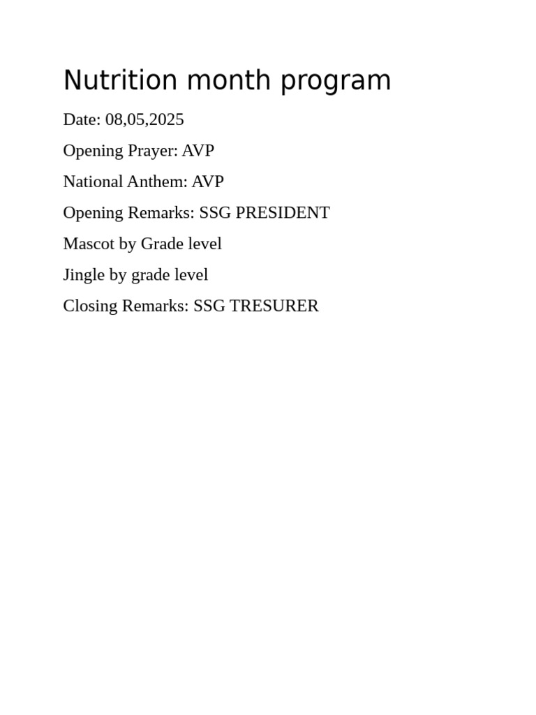 Nutrition Month Program | PDF