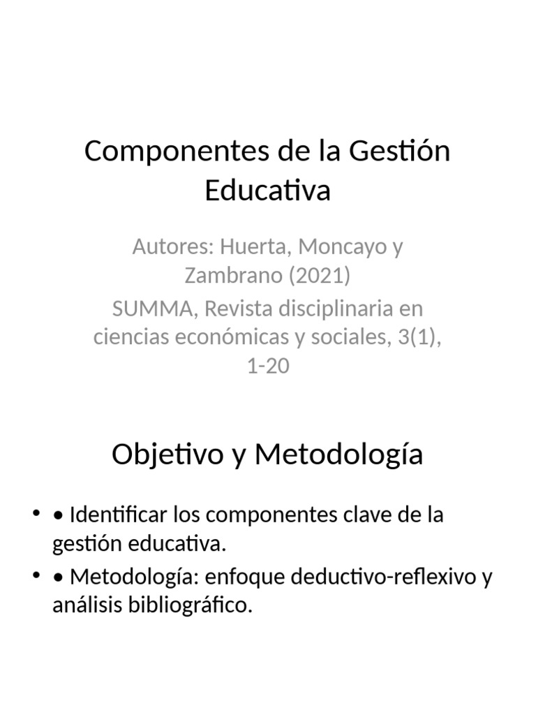 Componentes Clave de la Gestión Educativa | PDF