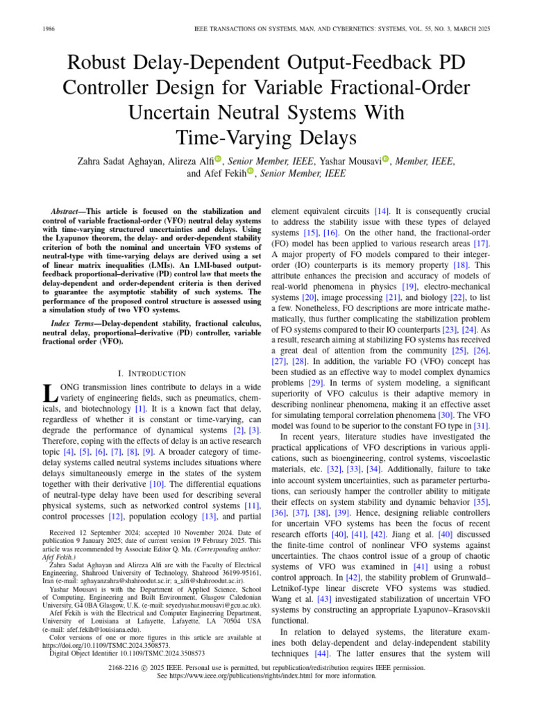 Robust Delay-Dependent Output-Feedback PD Controller Design For ...