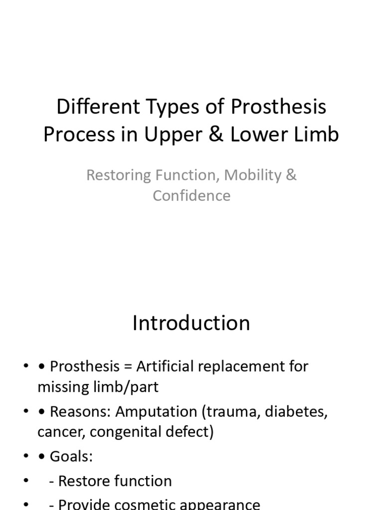 Types of Upper & Lower Limb Prosthetics | PDF | Prosthesis | Amputation