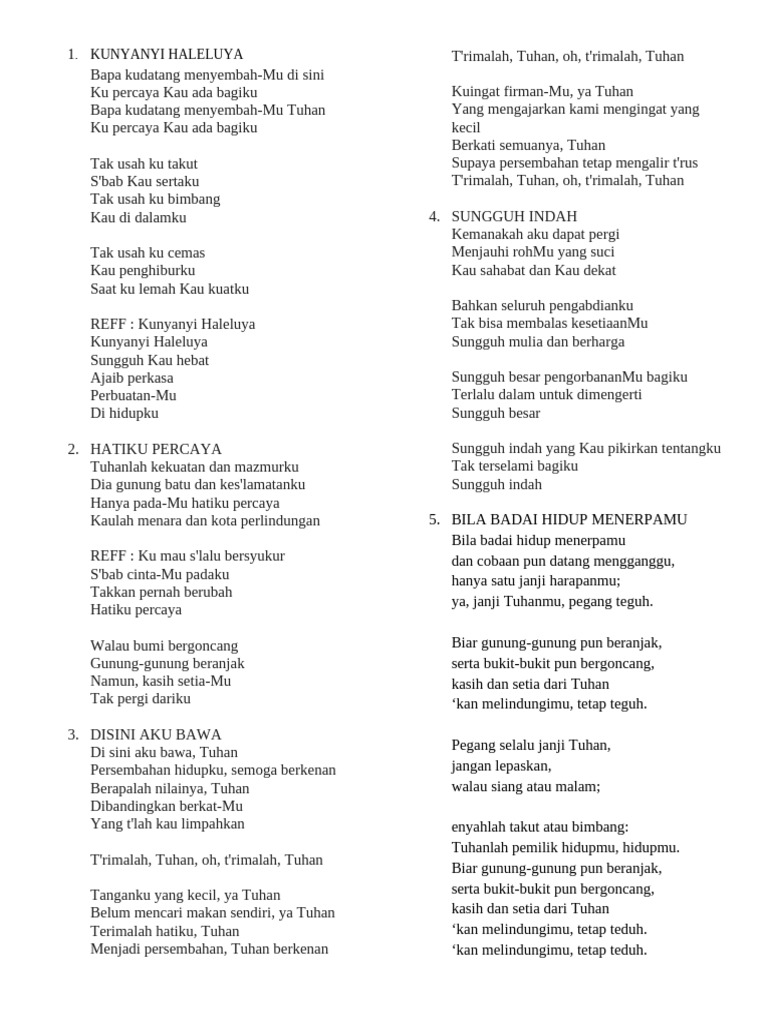 Lirik Lagu Rohani: Iman dan Persembahan | PDF
