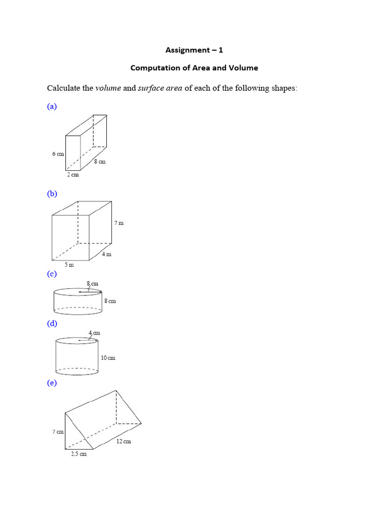 Assignment - 1 Computation of Area and Volume | PDF