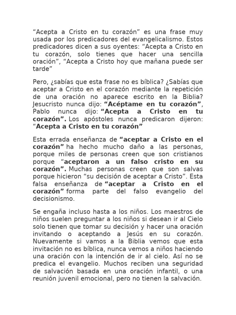 La Falsa Enseñanza de Aceptar a Cristo | PDF | Cristo (título) | Salvación
