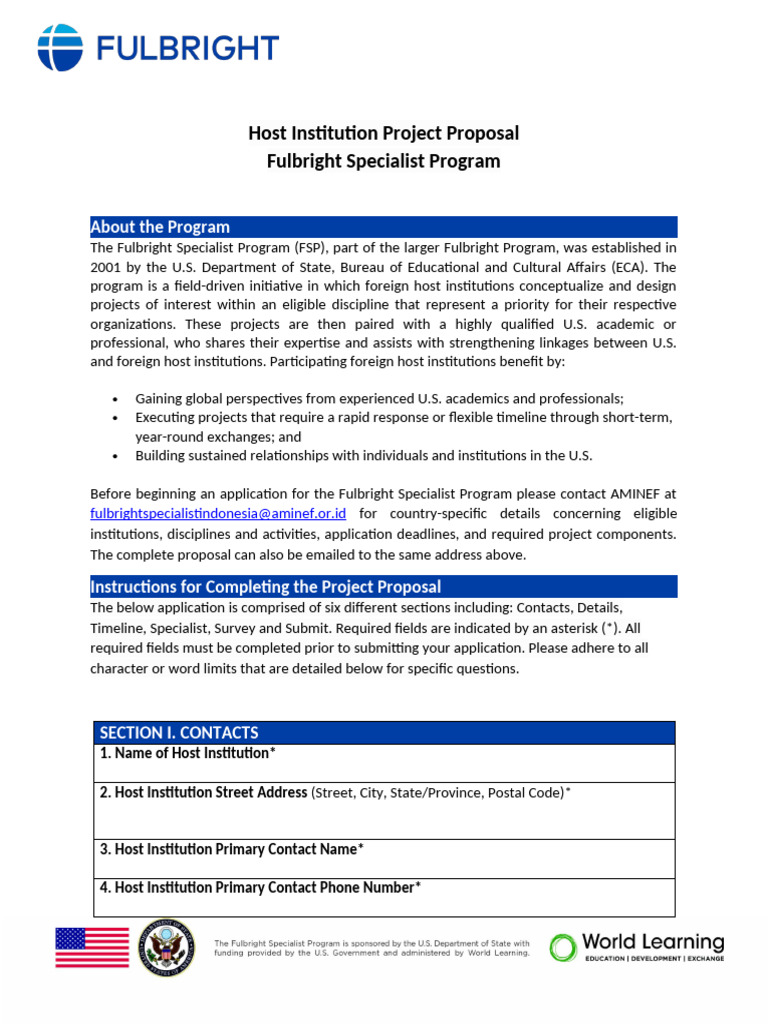 Fulbright Specialist Project Proposal Guide | PDF