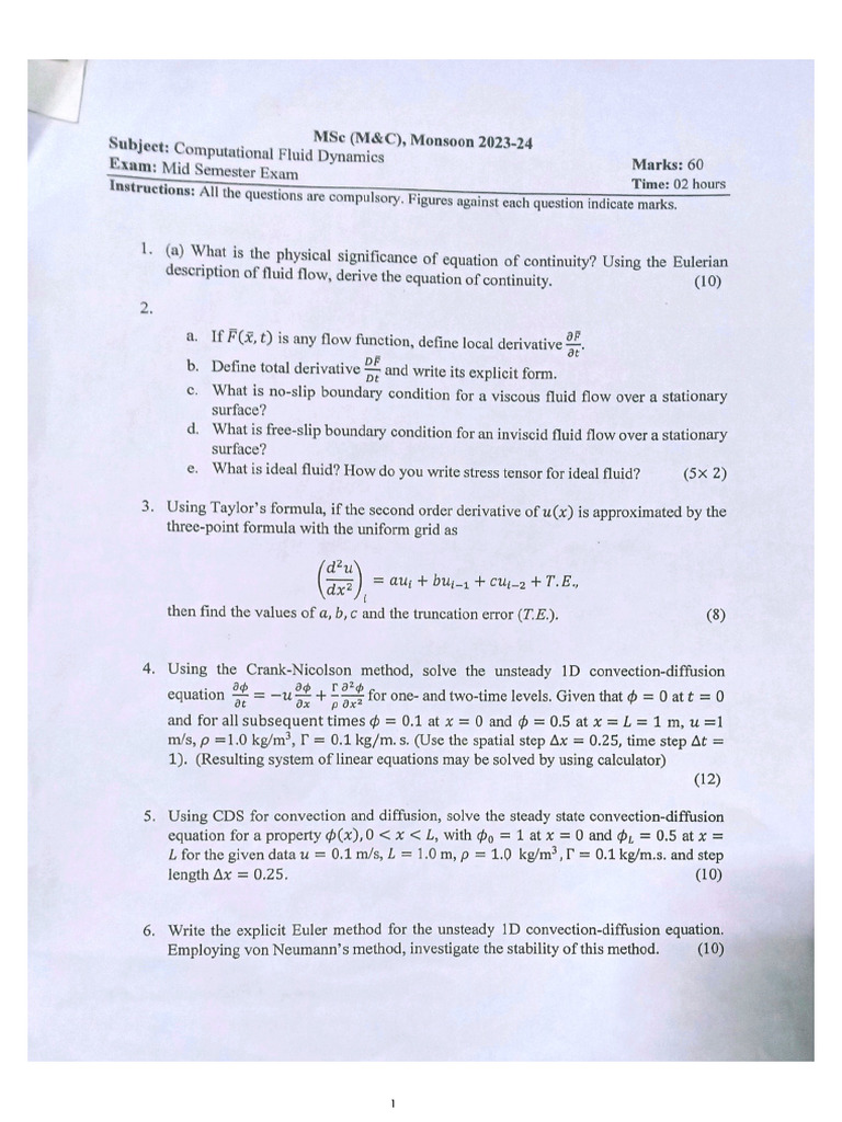 CFD Midsem Solution 23 | PDF