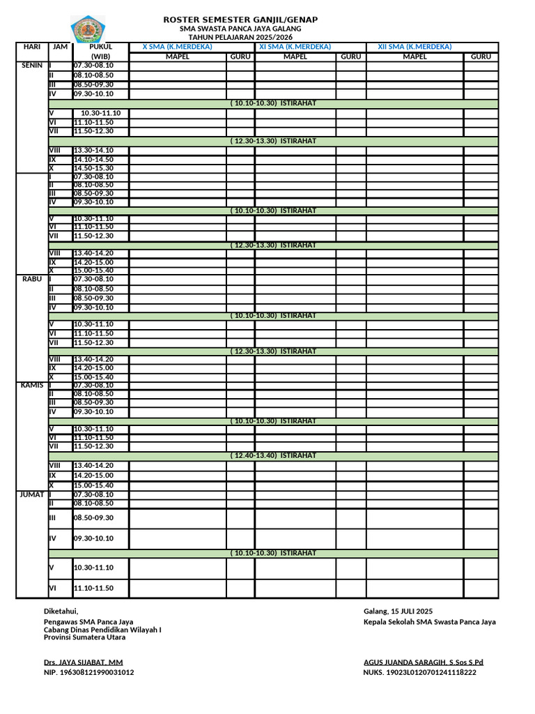 Rubah Roster | PDF
